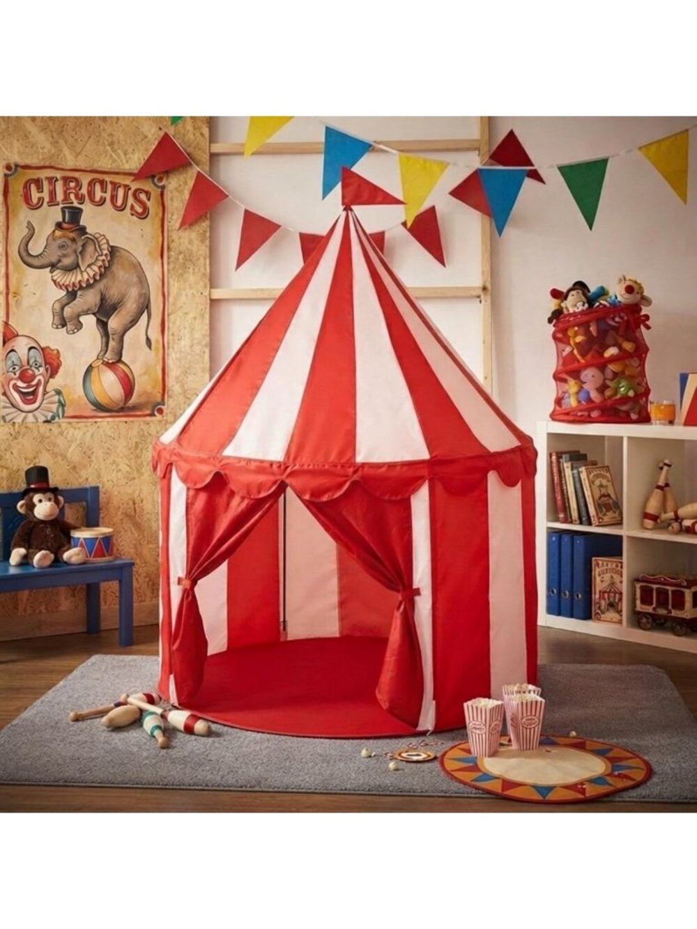 Large Red Circus Tent Playhouse | Kids Indoor Outdoor Fun, Castle Play Tent